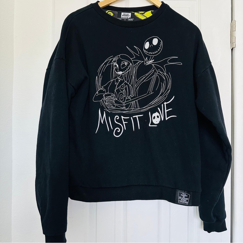 Disney Black Crewneck Sweatshirt with White 'Misfit Love' Graphic